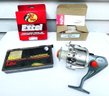 Fisherman's Lot With Okama Reel, Acme Phoebe Lures, Bass Pro Premium Excel Line And Small Plastic Storage Box