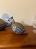 Set Of 3 Metal And Ceramic Bird Figurines