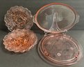 Lot Of 5 Pink Depression Glass Items READ DESCRIPTION FOR IDENTIFICATION OF ITEMS