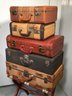 Great Set Of Vintage Luggage With Folding Stand - Great Decorator Lot ! - Assorted Styles - All Vintage !