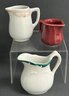 3 Vintage Creamers: 2 Sterling Co. Vitrified China Hotel/restaurant Creamers 1 Burgundy Marked HALL