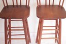Pair Of Mid Century Modern Wooden Bar Counter Stools