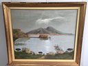 Interesting Italian Vintage Oil On Canvas / Under Glass - Signed C Scarano - Looks To Be Dated 1945 -