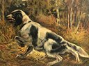 Fabulous Antique Oil On Canvas Of Hunting Dog By C J  REHME - Dated 1914 - Nice Painting - Original Frame