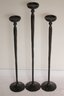 Set Of 3 Vintage Pottery Barn Tall Iron Pillar Candle Holders
