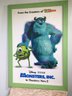 Very Large Authentic MONSTERS INC Movie Poster - 31' X 44' - Disney / Pixar - Great Playroom / Kids Room !