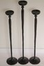Set Of 3 Vintage Pottery Barn Tall Iron Pillar Candle Holders