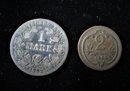 1882 German 1 Mark Silver, 1903 German 2 Phennig