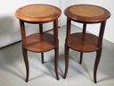 Pair Of Small Vintage Mahogany Leather Top Tables By TOWNSEND Sold By G Fox Co - Cute Little Stands !
