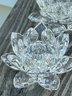 Set Of 2 Swarovski Crystal Lotus Flower Candle Holders 2.5' H X 4' W No Issues