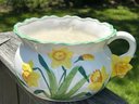 Vintage Unmarked Applied Daffodils Porcelain  9' X 5' Chamber Pot/Planter