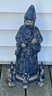 Vtg TALL 16' Salt Glazed Stoneware St. Nicholas/Santa Figure & 3 Mini Figures 6' H And 4' H
