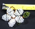 Signed Mindy Lam White Glass Beaded Floral Brooch