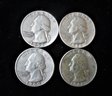 4 U.S. Silver Washington Quarters All D Mint Mark
