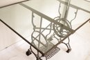 Rare STEAMPUNK Industrial SINGER Machine Glass Table