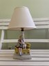 Vintage German Porcelain Table Lamp With Young Girl & Dog