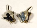 Pair Gold Tone Mouse Scatter Pins Faux Pearl