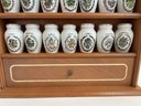 Gloria Vanderbilt Wooden Spice Rack With Ceramic Spice Jars From England