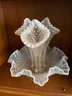 Fenton Opalescent Diamond Lace Glass ,three Horn Epergne.