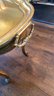 A Classic Oval Coffee Table  Scalloped Pie-crust Edge, Cabriole Legs Scroll Feet, Removable Brass Tray