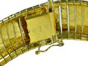 Wide Italian Gold Over Sterling Silver Link Bracelet Tri Color Gold