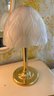 A Vintage Brass And Frosted Pressed  Glass Shade Accent Lamp - 22.5' H.