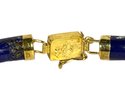 Fine 14K Gold And Lapis Chinese Link Bracelet
