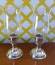 A Pair  Vintage Preisner  Sterling Silver Weighted Hurricane Candleholders