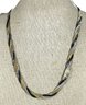 Sterling Silver Woven Italian Necklace White/gold And Black 16'