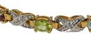 Fine Gold Over Sterling Silver Multi Color Gemstone Bracelet Measures 7' Long