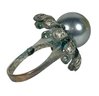 Another Fine Sterling Silver Floral Form Ring Having Macasite And Faux Pearl