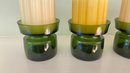 A Set Of Four MCM Jens Quistgaard Denmark Dansk Designs Green Glass Candle Holders
