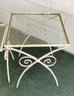 Vintage Pair Of Patio Side Table With Glass Top