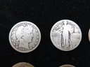 Group Of (8) US Barber Head & Liberty Silver Quarter Coins  1892 - 1928