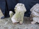 Two Vintage Concrete Foo Dog Garden Statues
