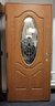 Therma-Tru Benchmark Doors  38-in X 82-in Fiberglass Oval Lite Right-Hand Inswing Medium Oak Stained