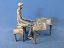 Mid Century Modern Bronze Giacometti Style Piano Player Sculpture