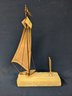 Vintage Brass 'De Mott' Boat Sculpture With Pen Holder