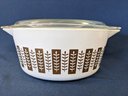 Vintage Pyrex MCM Gold Branches Promotional Or 'Gourmet' 2.5 Quart Bowl With Lid
