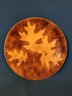 Signed Mid Century Modern Enamel Over Copper  Oak Leaf Plate