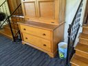 Large Two Piece Antique Drop Front Secretary Desk With Lots Of Storage