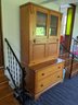 Large Two Piece Antique Drop Front Secretary Desk With Lots Of Storage