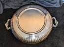 Vintage Kent Silversmiths Silver Plate Large Round Serving Dish With Lid & Pyrex Glass Bowl Insert