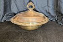 Vintage Silver Plate Medium Round Serving Dish With Lid & Pyrex Glass Bowl Inset By Rogers