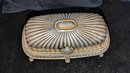 Vintage Silver Plated Roll Top Footed Butter Dish With Glass Butter Plate