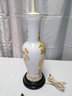 Vintage Porcelain Yellow & Gold Design With Wood Base Table Lamp