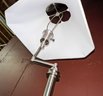 Brushed Chrome Floor Reading Lamp With Adjustable Arm &  Bell Shade