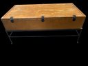 Coffee Table Solid Wood On Metal Base With 2 Drawers And Lid Opes