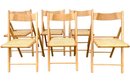 Set Of Six MCM Folding Wood And Cane Chairs