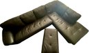 Large Two Piece Pebbled Leather Chocolate Brown Sectional Plus Ottoman